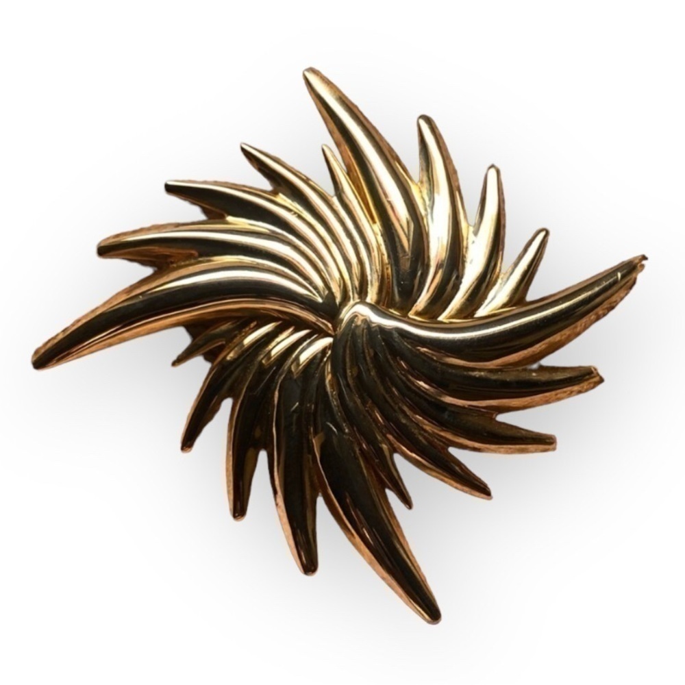 VINTAGE Gold Tone Large Brooch 3”